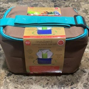Insulated canvas lunch tote set
